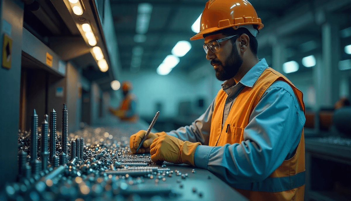 Industrial manufacturing with sparks and metalworking